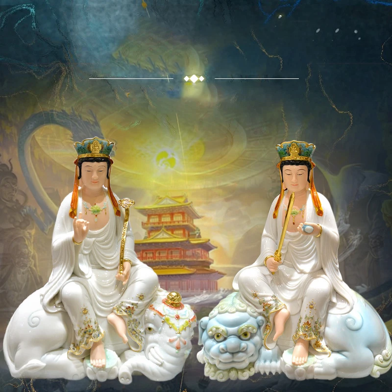 White marble jade Manjushri Bodhisattva Home Furnishing Buddha Decoration Manjushri Bodhisattva Sitting Statue
