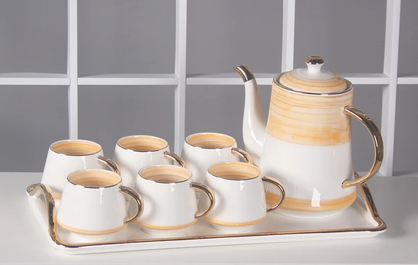 European High-End Tea Pot Set Colorful Package Tea Pots High Value Coffee & Tea Sets