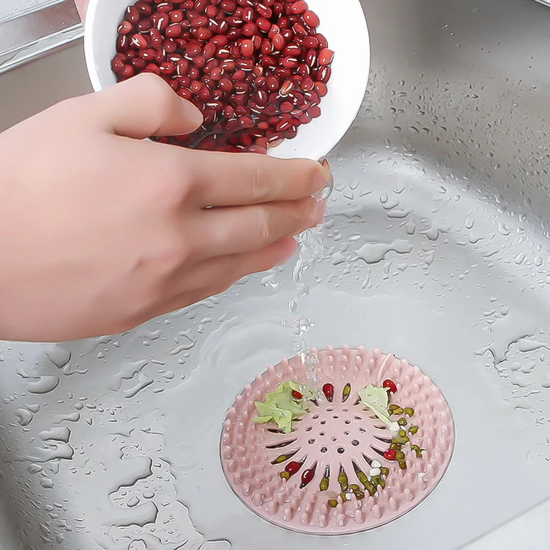 Silicone Mesh Kitchen Drains Sink Strainers Filter Sewer Hair Colanders Bathroom Clean Tool Floor Sieve Drain Filter Mat Gadgets