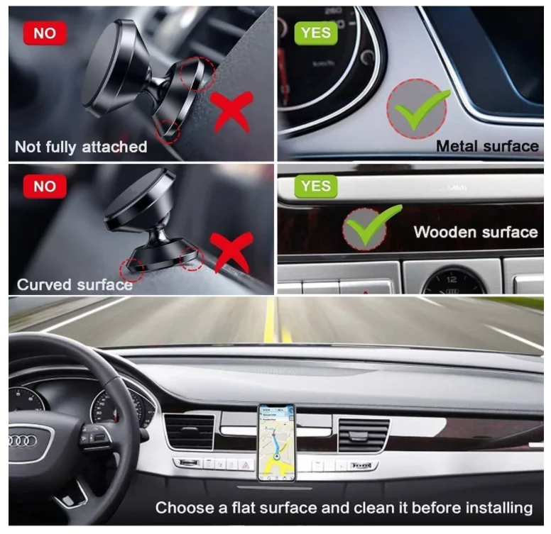  Super Strong 4PCS Magnet 360 Degree Rotating Magnetic Mobile Car Holder with 3M Sticker Universal
