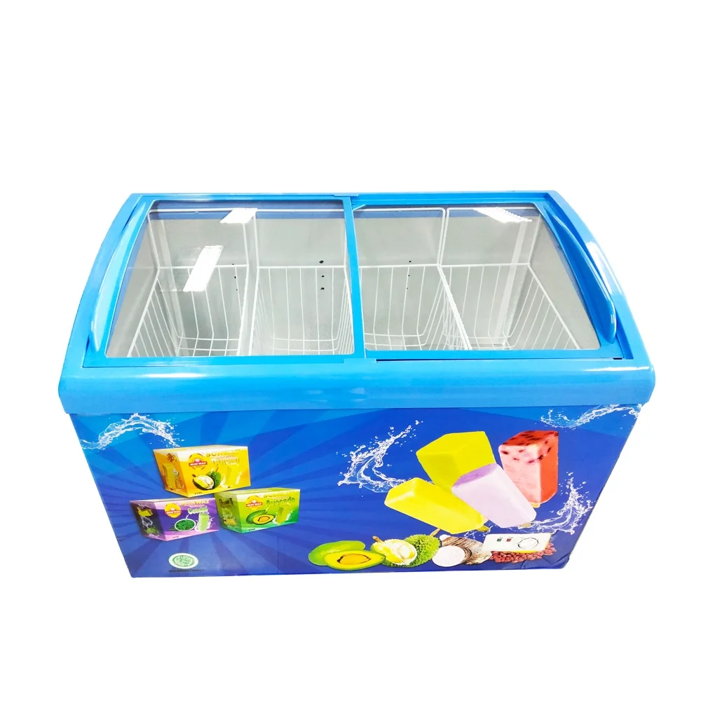 158L Capacity Ice-cream Freezer Sliding Doors Deep Commercial Chest Freezer Refrigerator