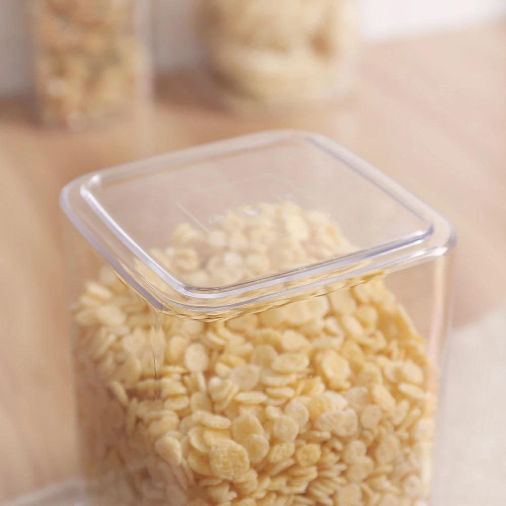 Airtight storage container with sealed plastic lid square dry food storage container 4 pcs pack can be customized