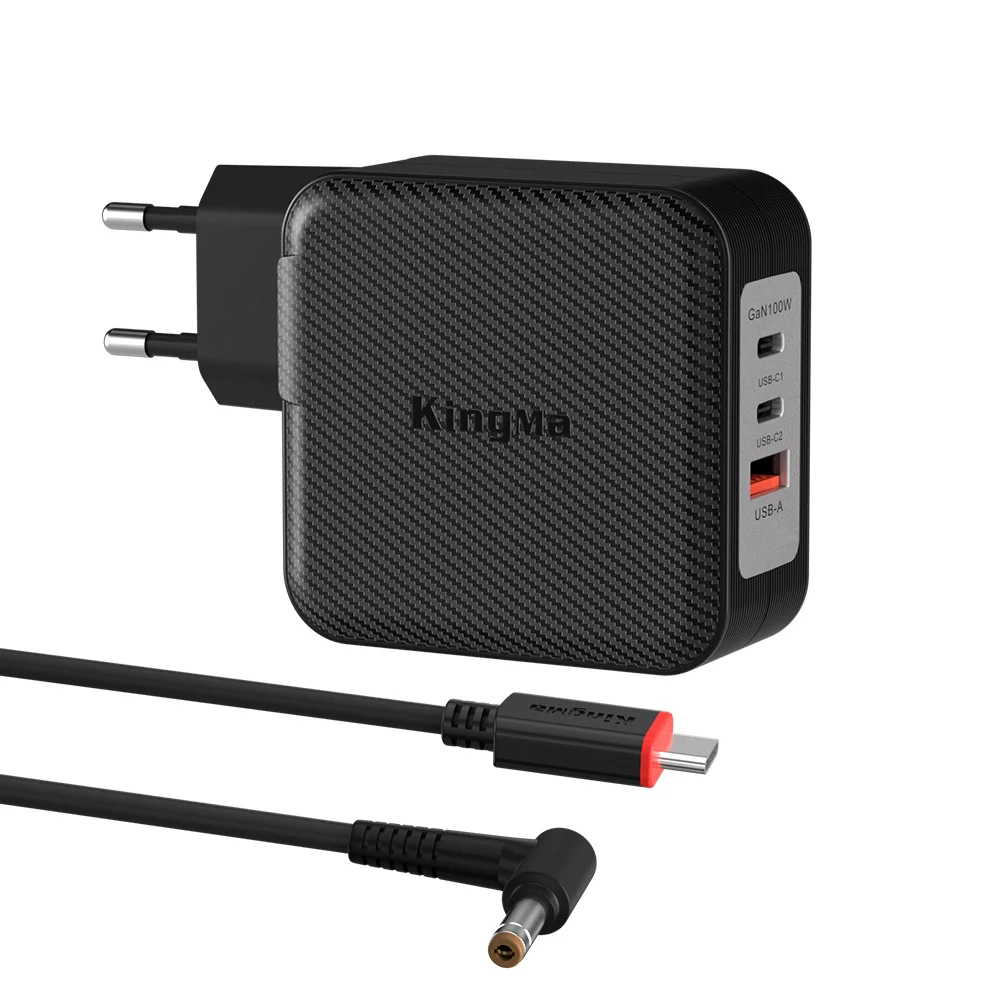 KingMa 100W GaN USB-C PD Wall Charger and ASUS Laptop Round Tip Connect to USB-C Charging Cable