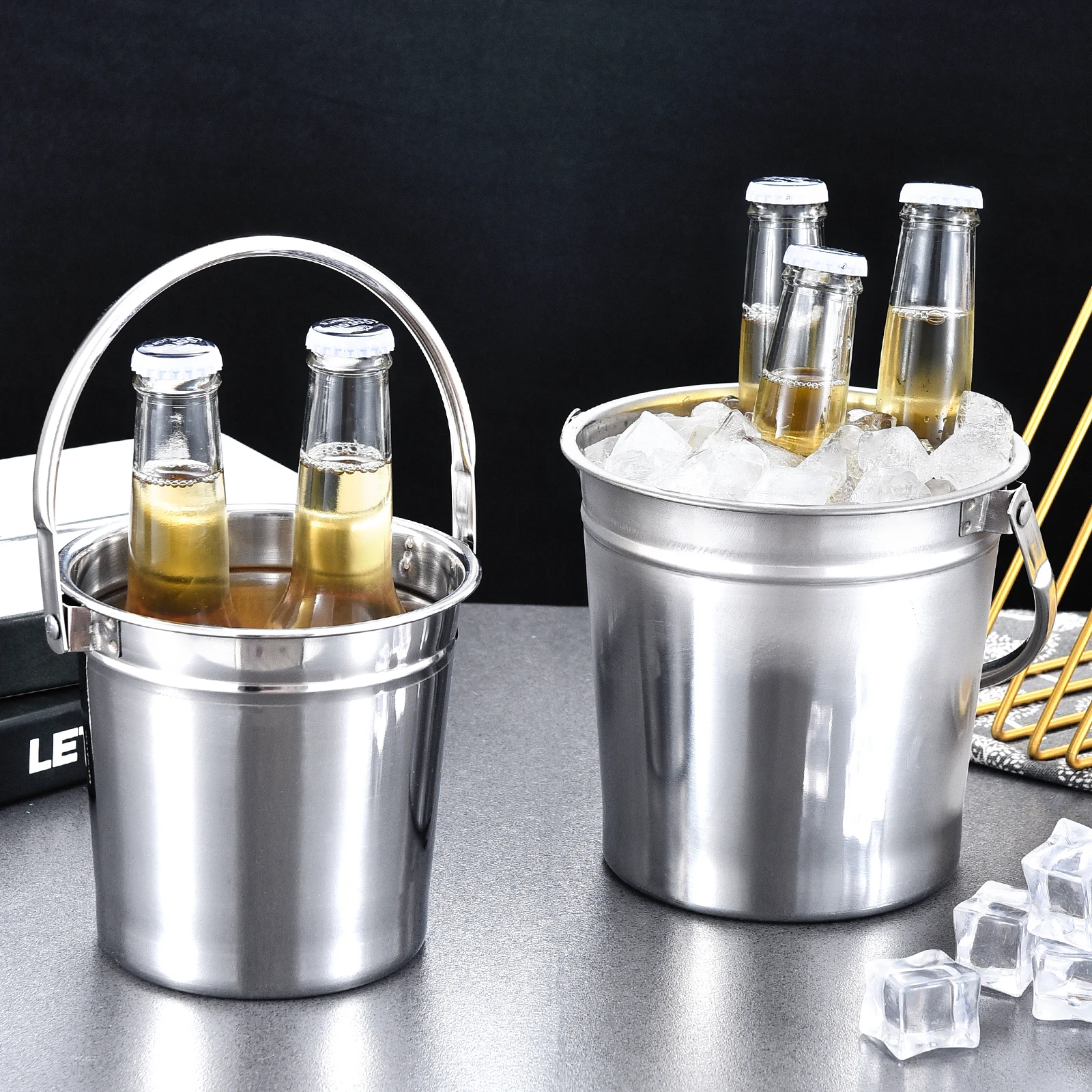 High quality two size cheap sustainable wine set unique custom party beer juice outdoor ice bucket stainless for sale