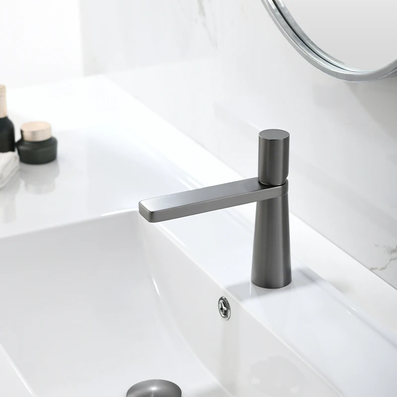 New style brass faucet hot cold shower faucet set bathroom tall gun grey basin faucets