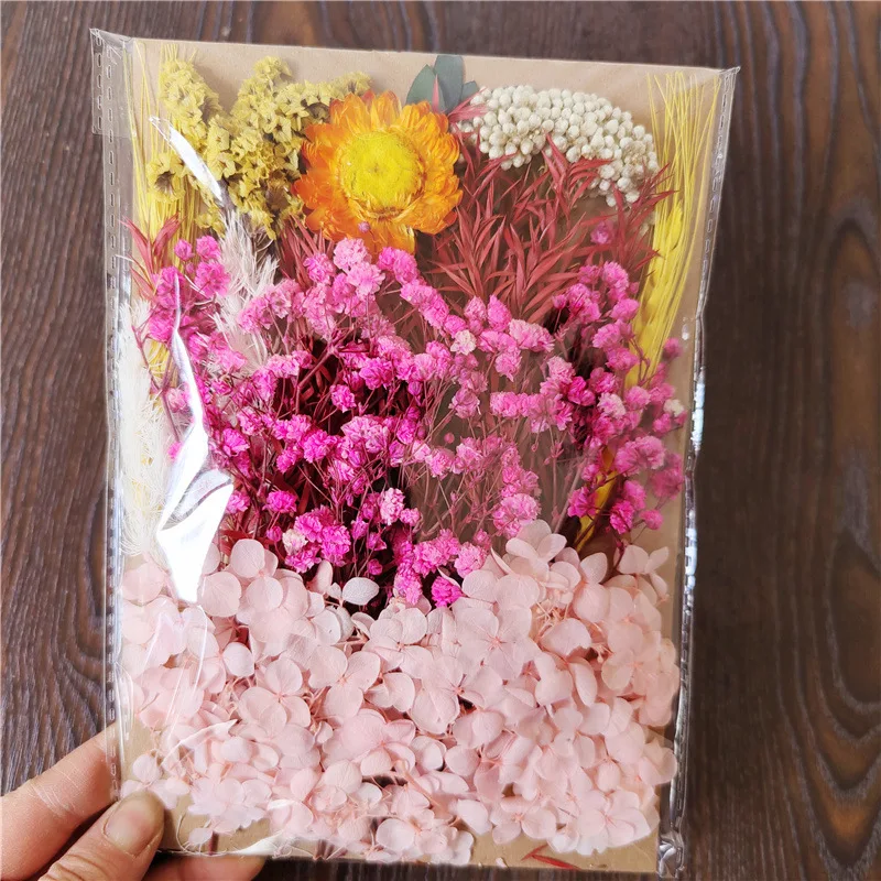 Embossed Dried Flowers Material Package for DIY Scented Candle Photo Frame