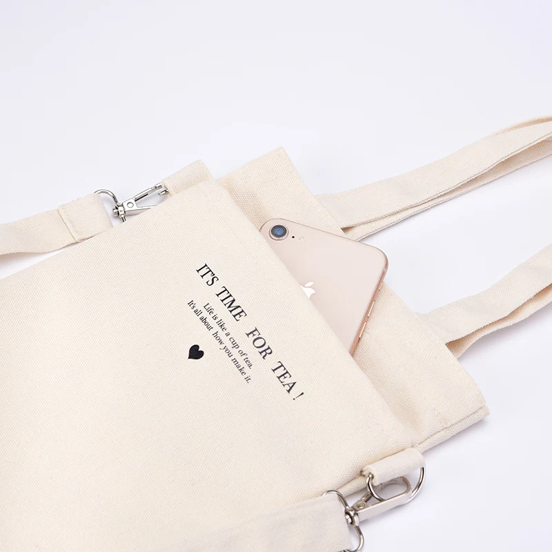 Portable Eco-friendly Minimalists Canvas Bag for Water Bottle with Long and Short Two shoulder strap for Cup and Carry-on items