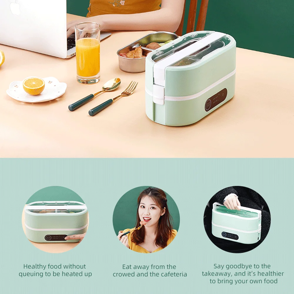 double round 304SS inner bowl Mini lunch heating box Electric rice heater