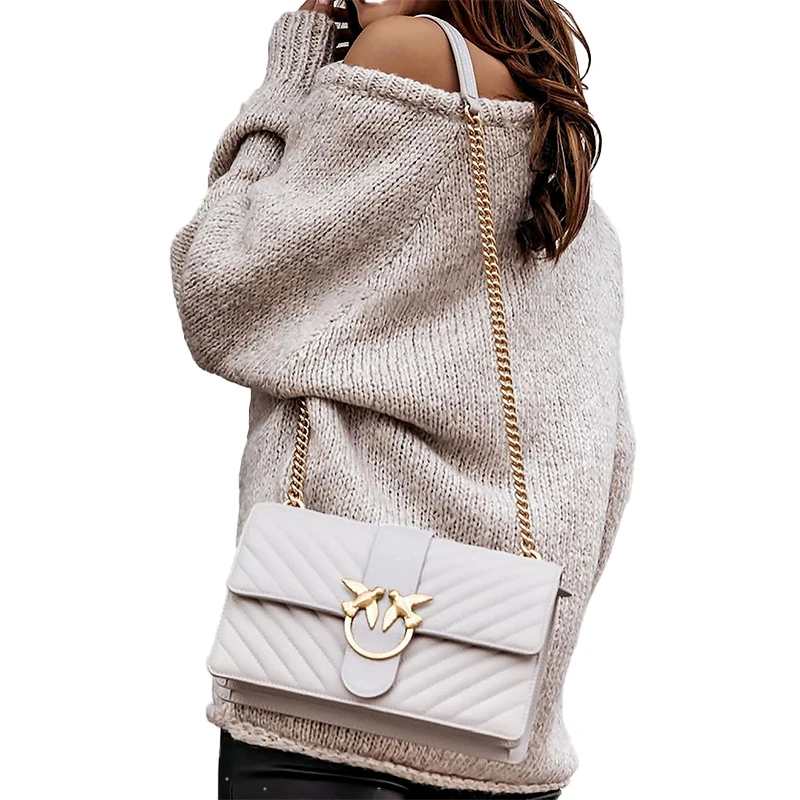 OEM wholesale Wholesale Fall Winter Patchwork Drop Shoulder Knit Oversized Sweater For Women