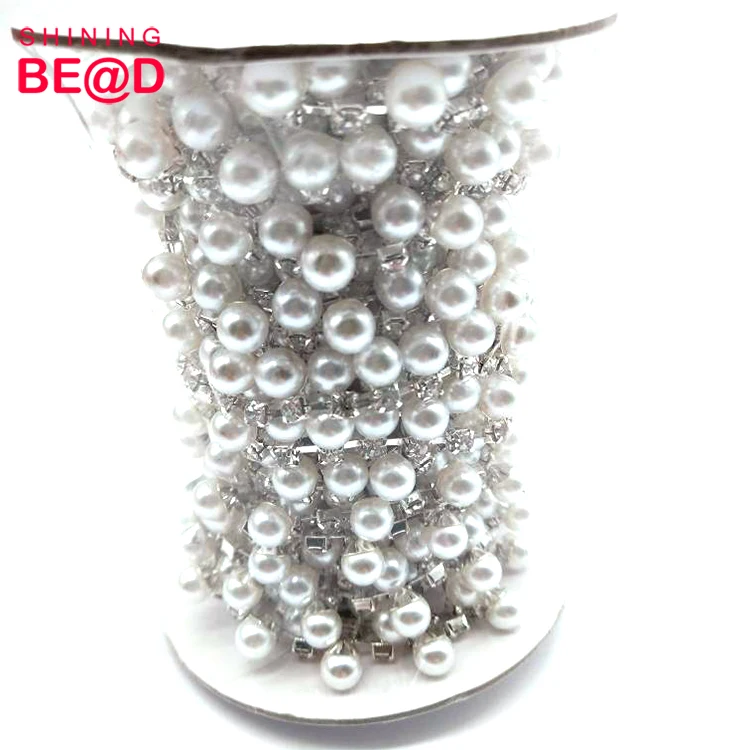 2021 модная Посеребренная цепочка с жемчугом и хрустальными стразами для украшения свадебной Аппликации, цепочка для чашки, цепочка со стразами
