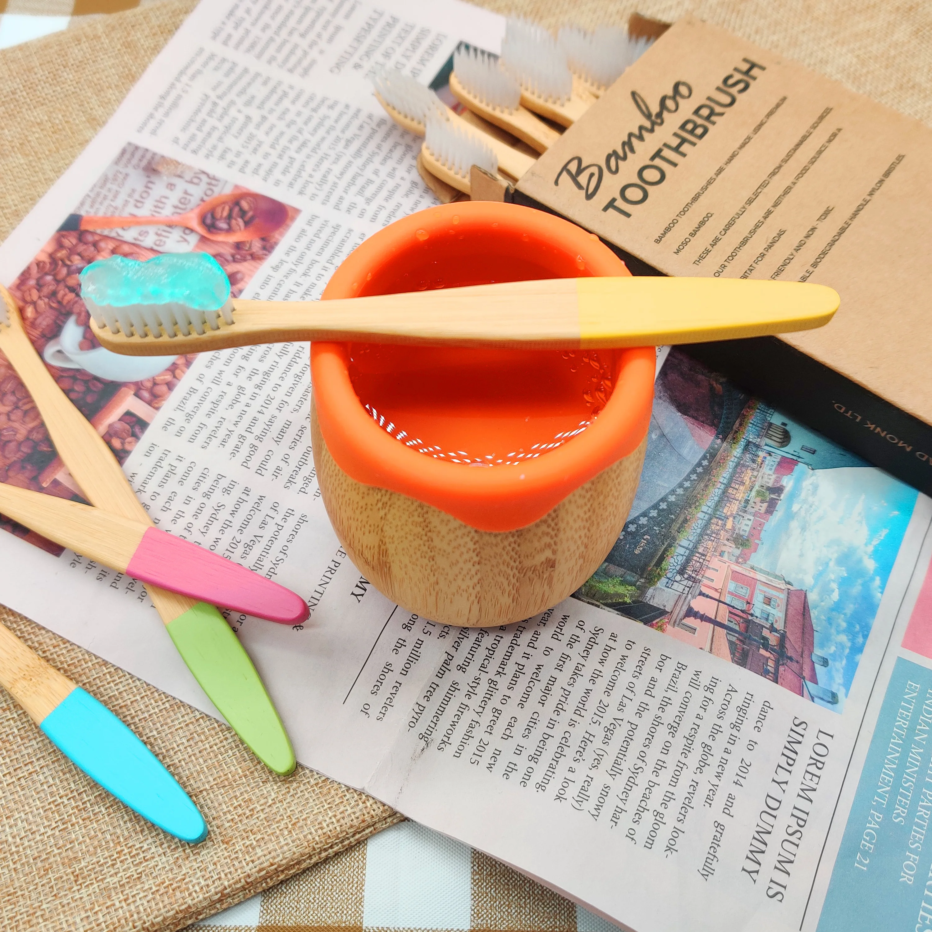 Bathroom Tools Color Bamboo Handle Toothbrush Kids