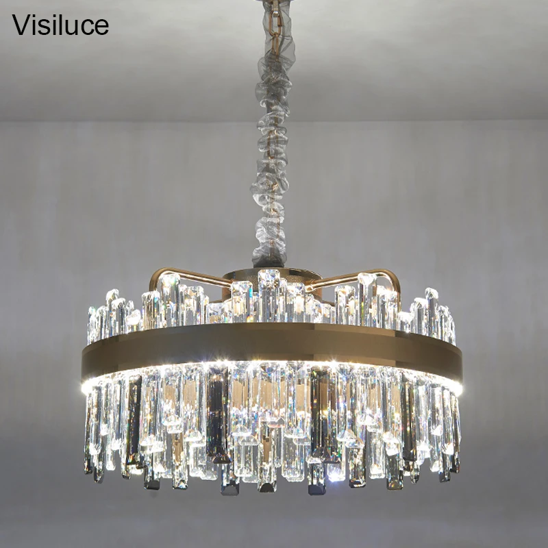 2021 New Design  Gold Round Modern LED Chandeliers & Pendant Lights Decoration Home  K9 Crystal Luxury Chandelier
