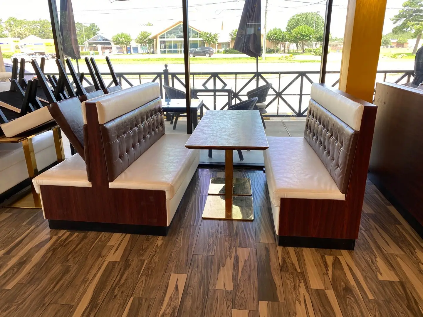 leather booth fast food restaurant booth seating (FOH-CBCK26)