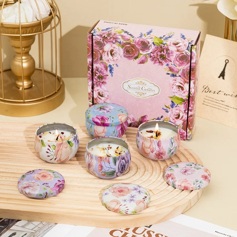 2.2oz Scented natural coconut wax travel tin candle sets for gifting