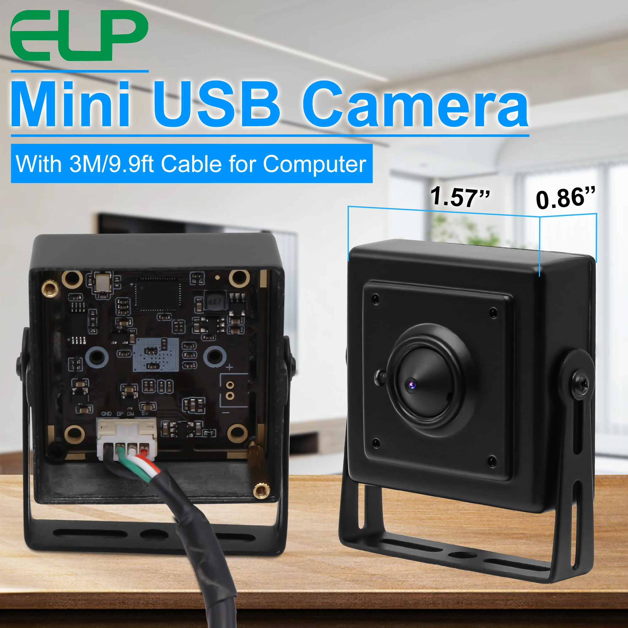 ELP 3.7mm Pinhole Security Protection Lens USB Webcam Camera 1080P Full HD H.264 Small Metal Case Mini AR0330 PC Monitor Web