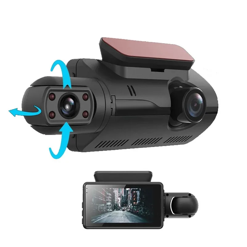 3-дюймовый HD 1080P Автомобильный двухканальный объектив безопасности передний и ВНУТРЕННИЙ Задний видеорегистратор с приложением