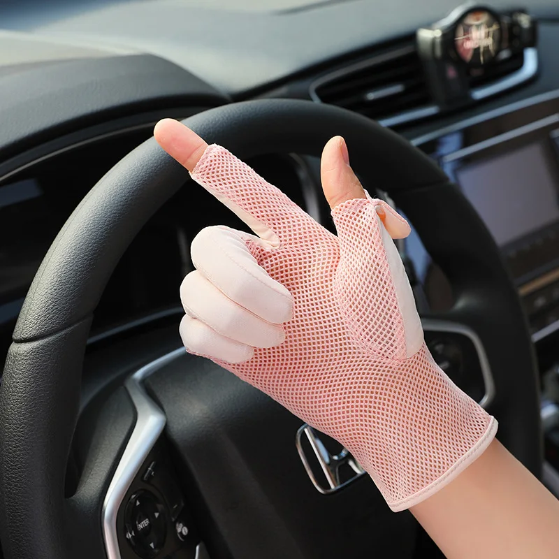 UV Resistant Gloves Women UV Protection Touchscreen Driving Cotton Riding Mittens Breathable Sunblock Full Finger Gloves