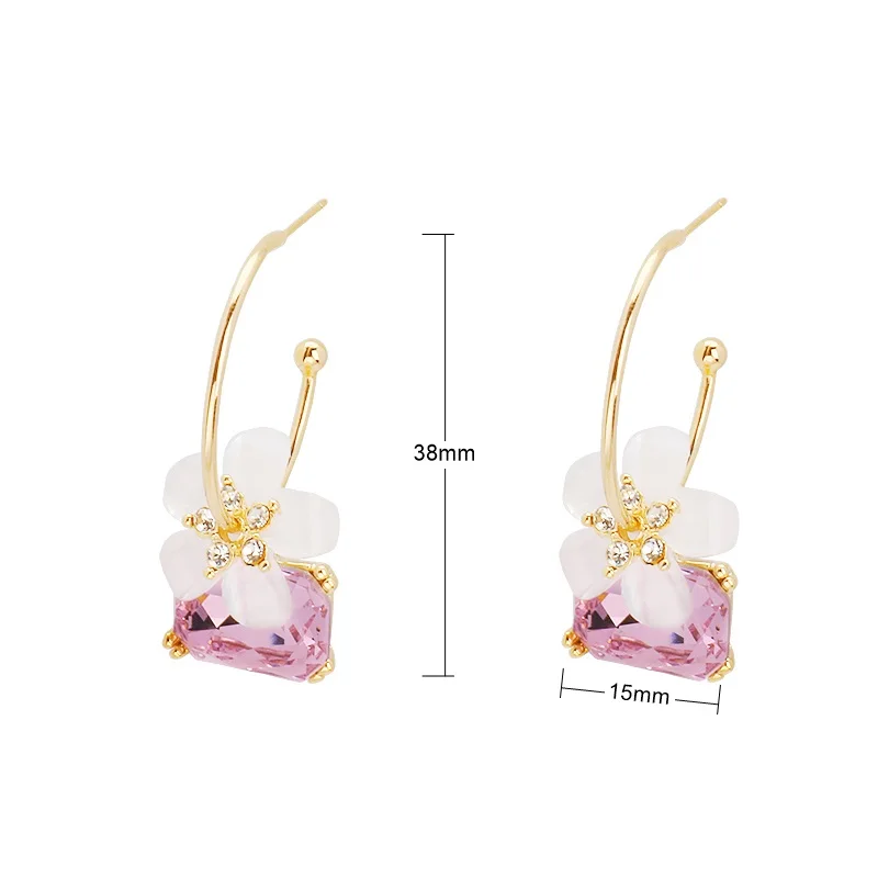 JXX HB-152A Ladies Sweet Big Zircon Diamond With Flower Stud Earrings 925 Silver 18 Plated Earrings for Gift for Party