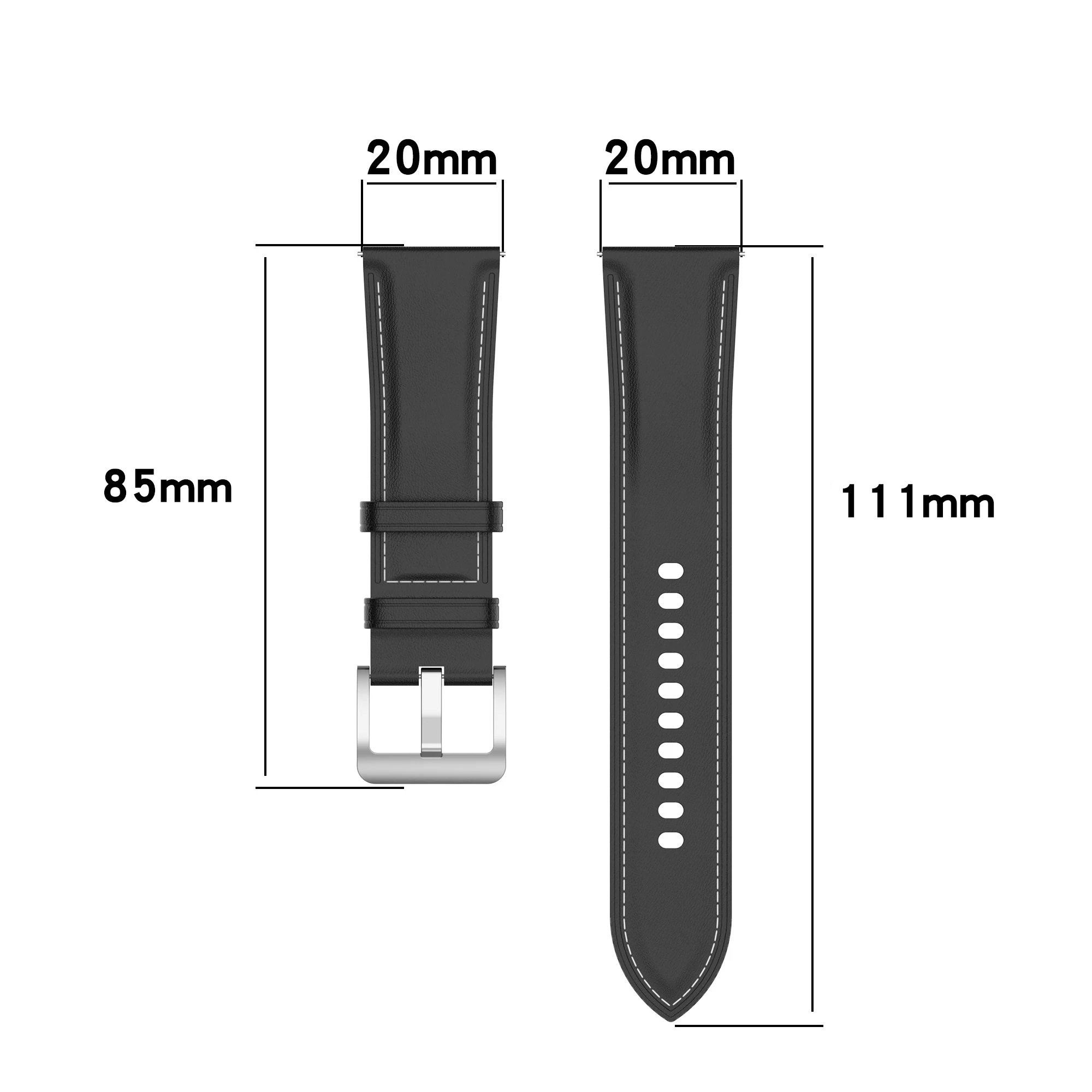 20mm Universal Replacement Strap Cowhide Leather Watch Band for Amazfit GTS4 mini /Garmin forerunner 645 music