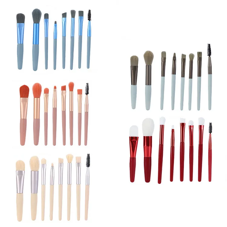 Super Promotions High Quality Portable 8pcs Mini Travel Makeup Brush Set custom logo Personalized Matte Soft Hair Makeup Brush
