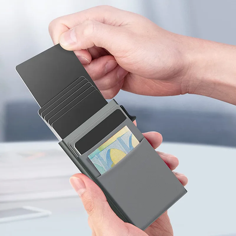 Амазонка популярный новый дизайн Алюминиевый сплав RFID боковые Push-карты держатель для карт металлический зажим банковских мужчин