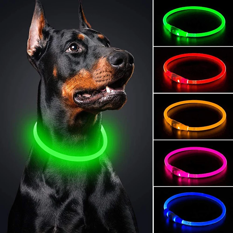 USB Rechargeable LED Dog Collar Custom TPU Light Up Safety Pet Collar Water Resistant Dog Collars Manufacturers for All Size Dog