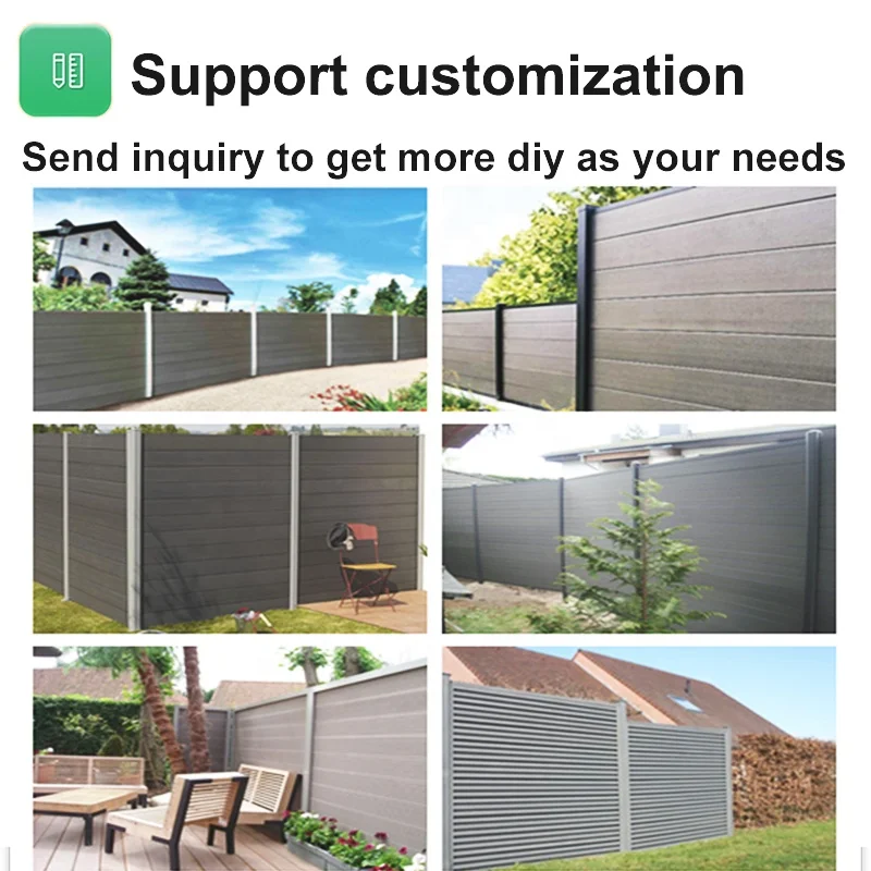Wood plastic composite zaun garden yard wpc fence post panel kit set