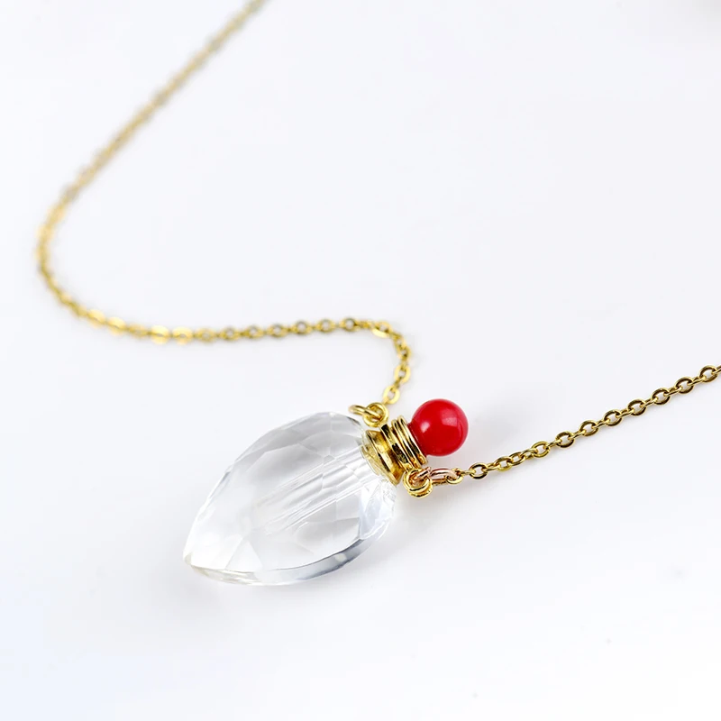 Perfume bottle pendants stainless steel chain gold plated necklace women jewelry