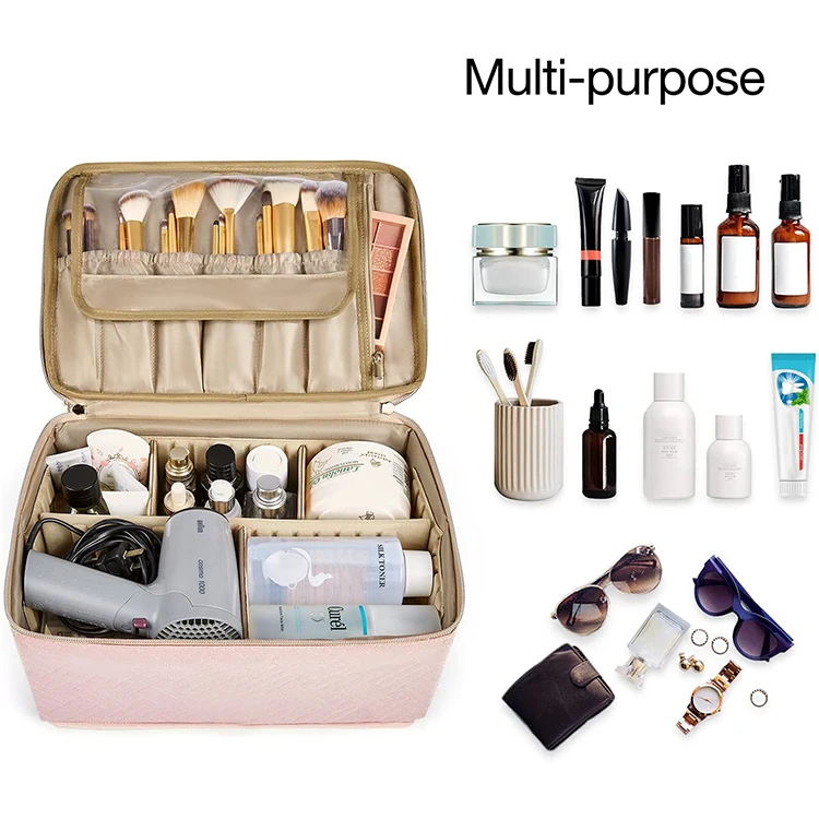 Double Layer Cosmetic Makeup Organizer Cosmetics Makeup Brushes Toiletries Travel Makeup Train Case