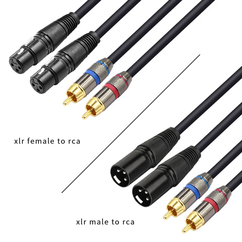 RCA to XLR Adapter Cable 1.5m Gold Plated 2RCA Male Plug To 2XLR Female Audio Extension Cable For Mixer Pure Copper Wire