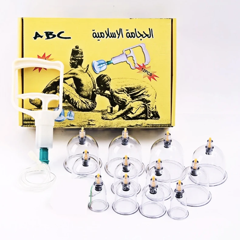 Chinese Tradition Hijama Therapy Massager Cupping Set 12pcs Plastic Cupping Hijama Vacuum Suction Cupping Set