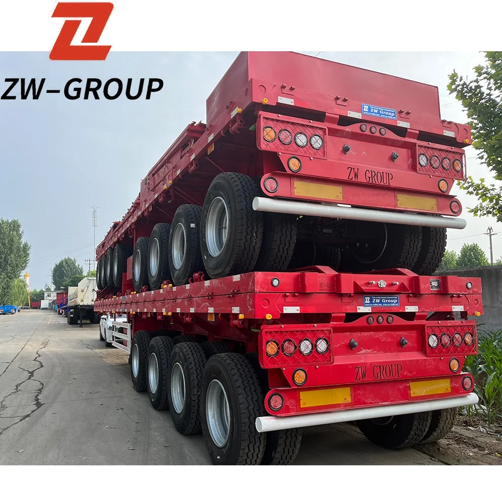 new and used Four axles 53 foot container flatbed trailer 53ft 4 axle flat bed western trailer for sale Mexico