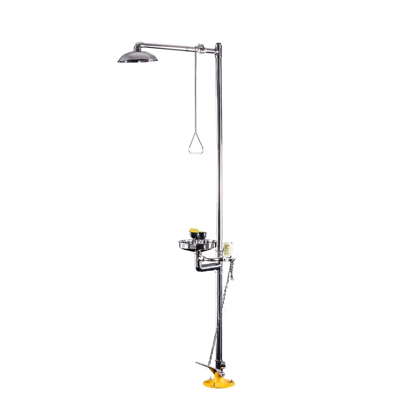Safety Eyewash Shower Station made of stainless steel 304 with flip cover and foot pedal,Eye wash station