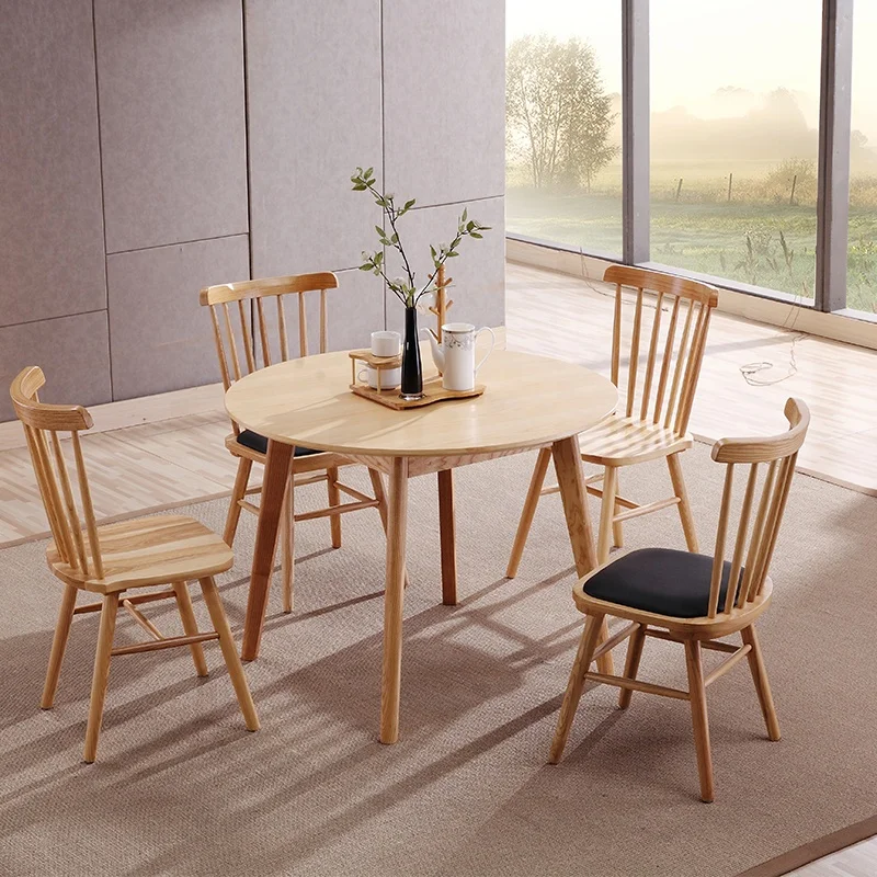 Wood Coffee Shop Furniture Table Tea Dining Table Small Apartment Round Wooden Simple Nordic Solid Home Furniture Modern