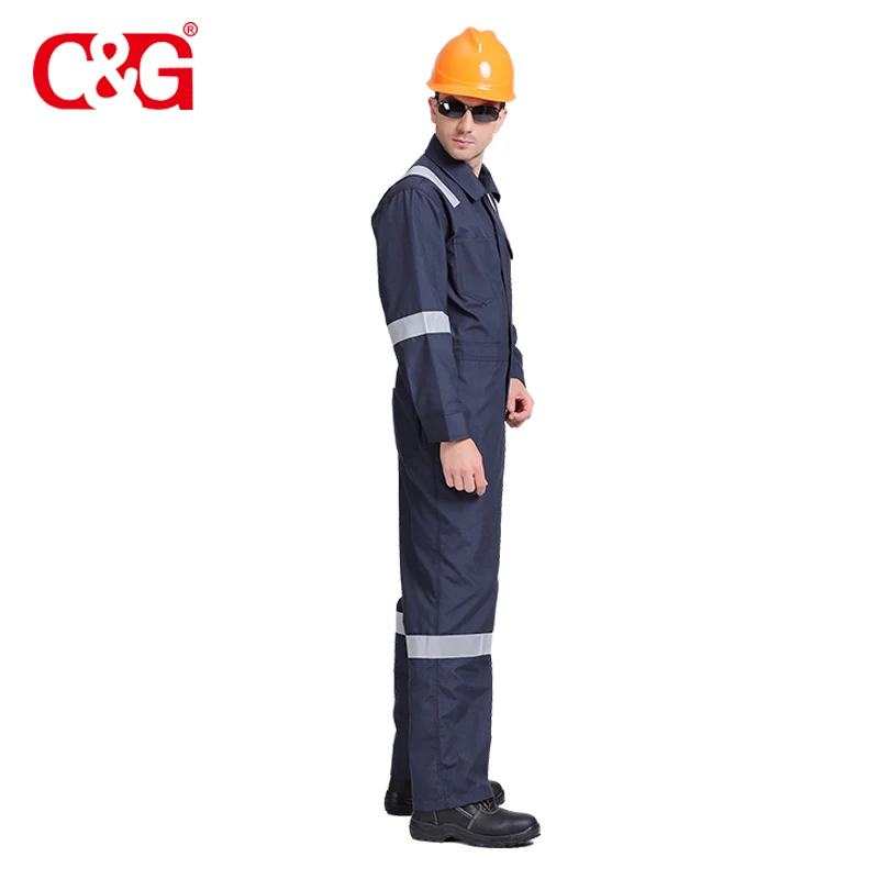 Fire Resistant Overalls Working Uniforms Wholesale Protection Coverall Navy Blue reflective safety clothingNomex IIIA Fabric C&G