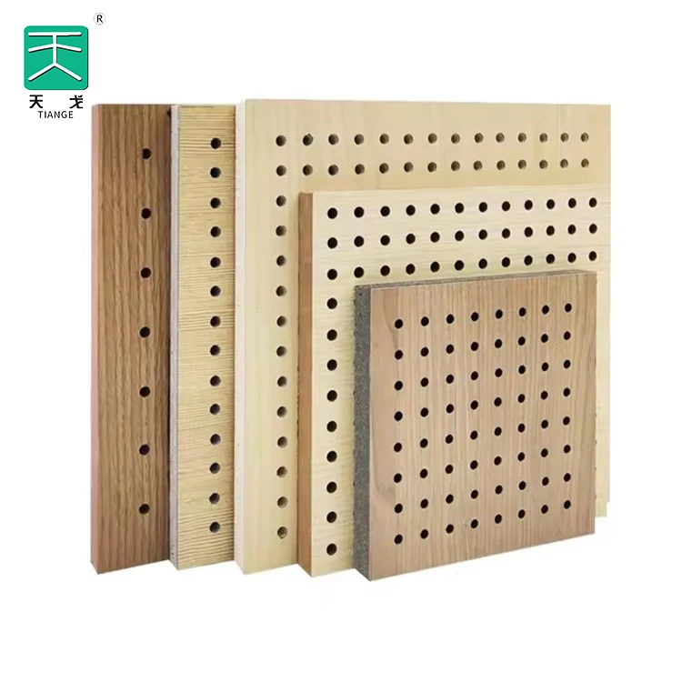 Hall Perforated Wooden Composite Soundproof Celling Board Decor Interior Sound-Absorbing Sheet Acoustical Wall Panel For Gym