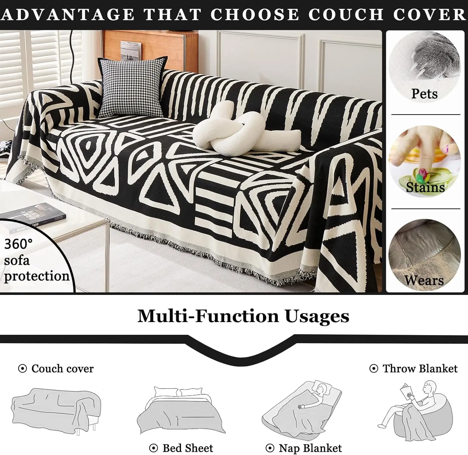 Washable 3 Cushion Couch Beige Chenille Sofa Slipcover Couch Covers for Sectional l Shaped Couch Pets Protector Furniture Covers