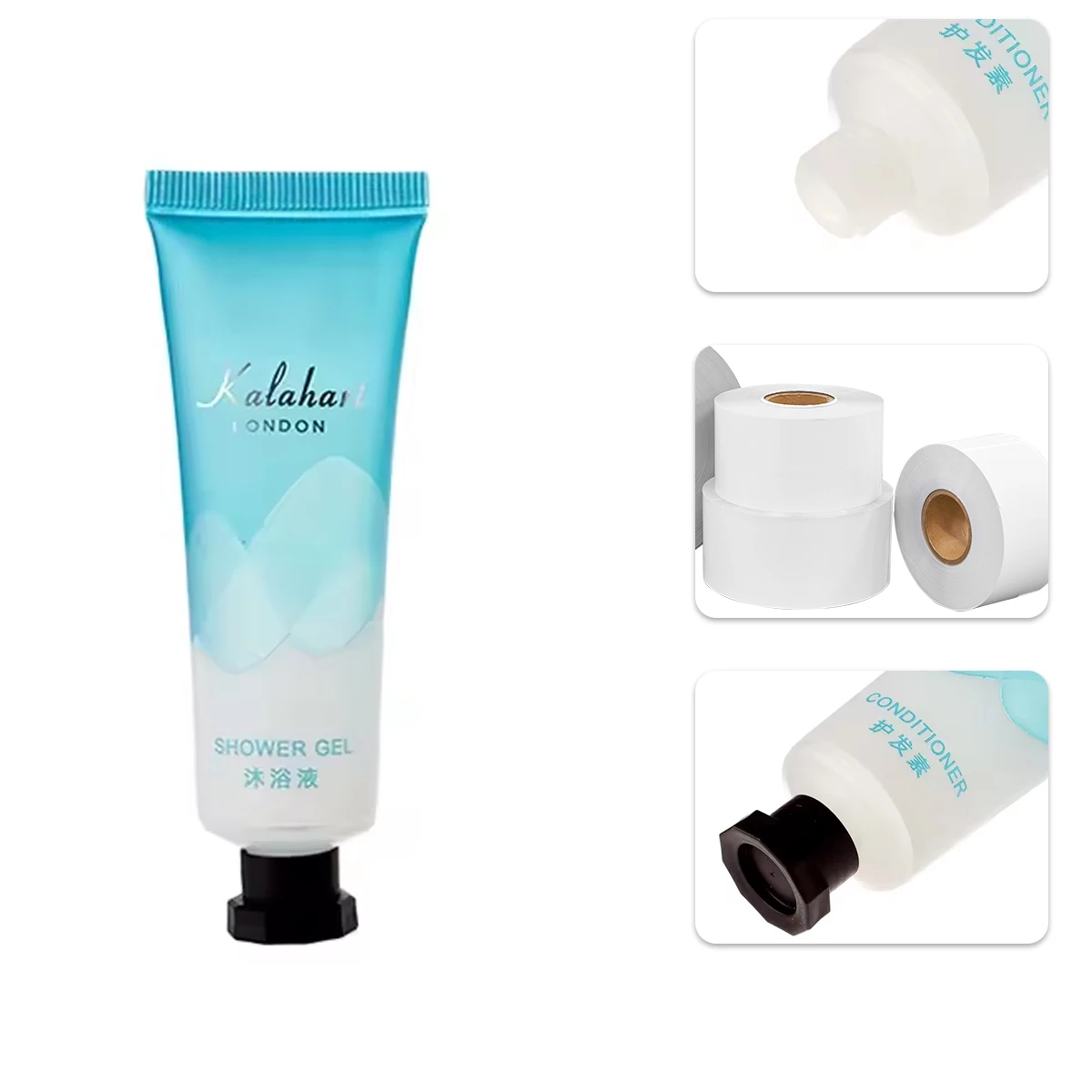Printing LOGO PE Tube Hotel Set Shower Gel Body Lotion Conditioner Empty Plastic Tube Cosmetic Packaging Tube
