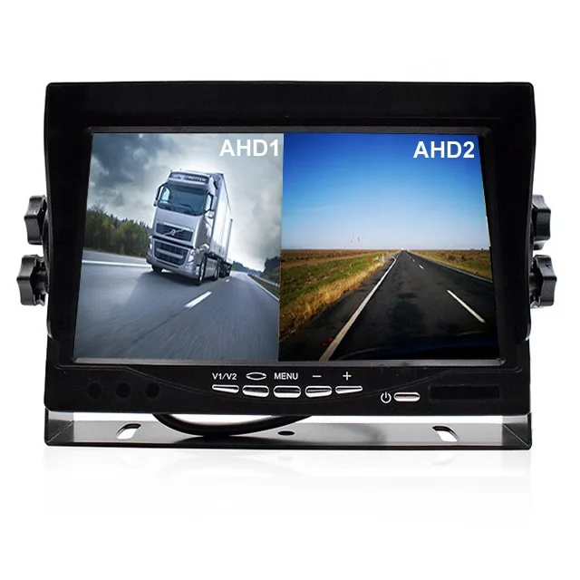 7 дюймов 1080P DVR HD 1024*600 IPS экран приборная панель AHD автомобильный 2-кановый Сплит монитор записи видео с U кронштейном для грузовика автобуса 12V-24V