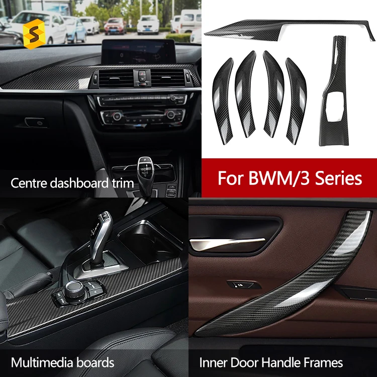 ES Car Interior Accessories Real Carbon Fiber Car Dashboard Trim For BMW  F30 F31 F34 F33 Factory Price Carbon fiber