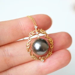 Tahiti Black Pearl Jewelry 14K 18K 24K Yellow Gold Pendant Charms