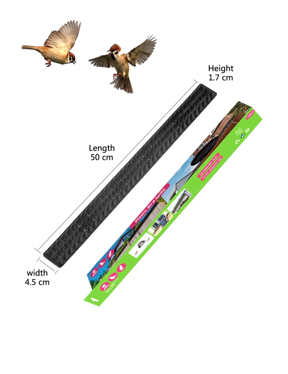 Bird Repellent Cat Deterrent Device birds scare Wall Fence 50cm Plastic Spikes drive bird away