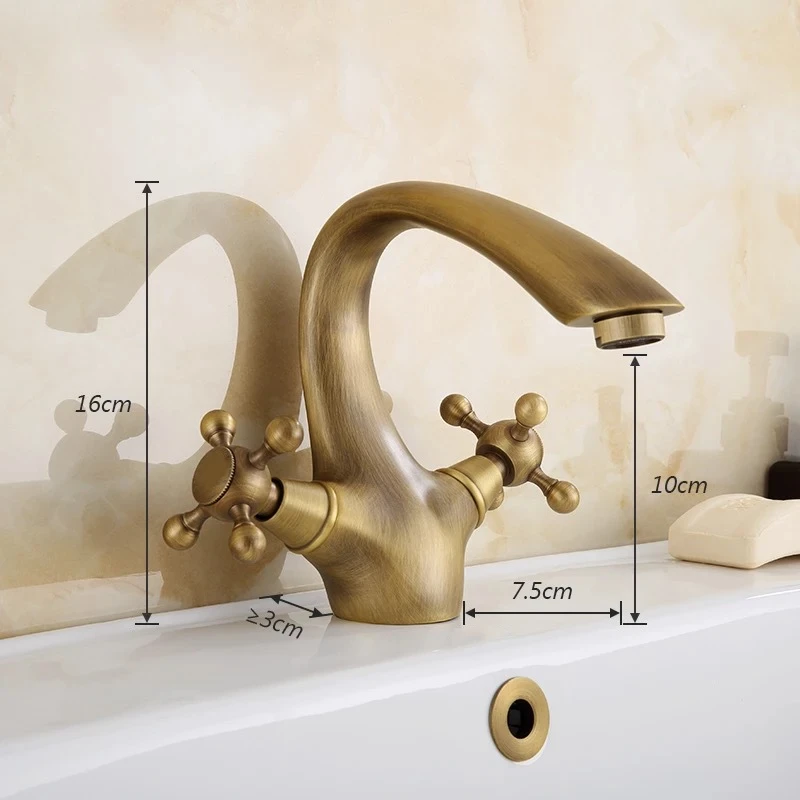European Antique brass basin mixer basin taps Gooseneck basin faucet