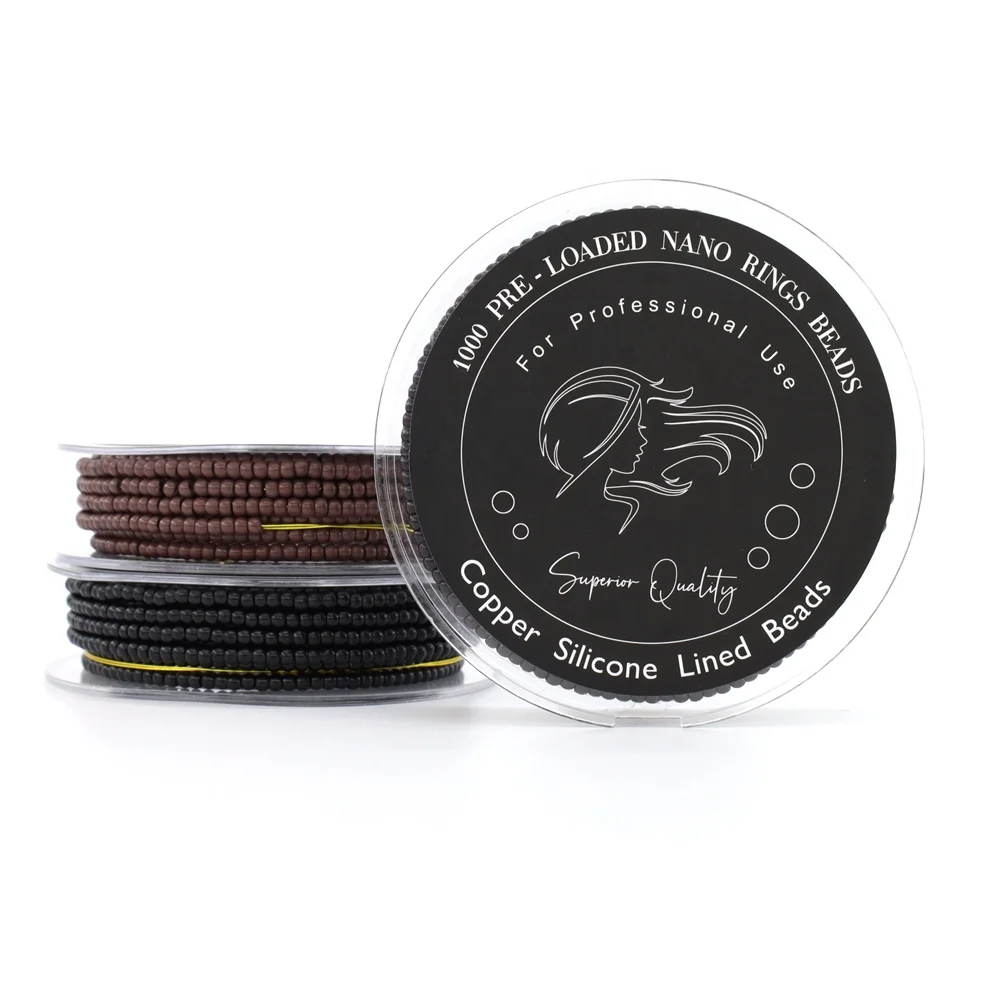 ARLANY 1000pcs Pre-Loaded Nano Rings Silicone Lined Nano Rings Beads Silicone Lined Beads for Nano Tip Hair Extensions