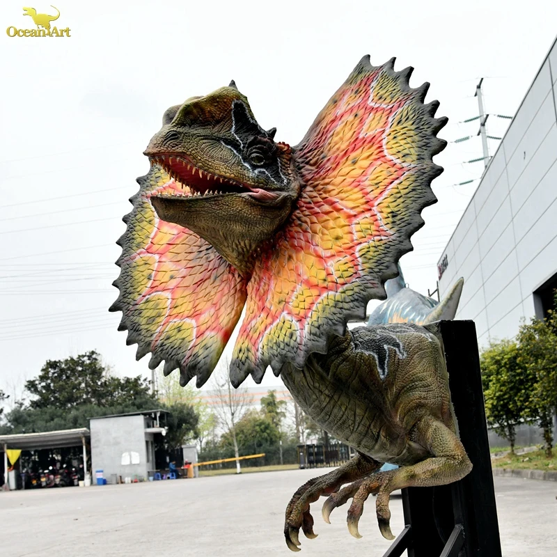 AD-RN078   Life Size Dinosaur Dilophosaurus Head For Dinosaur Exhibition
