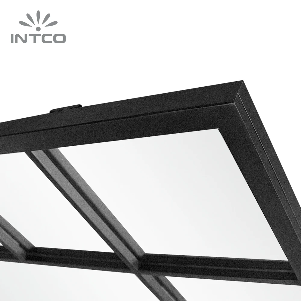 INTCO New Arrival Fashion Luxury Hallway Antique Framed Makeup Dressing Decorative Window Pane Mirrors