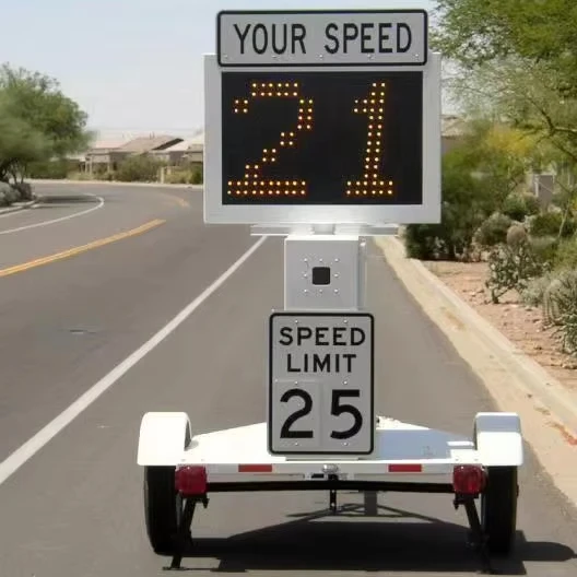 Solar Tech Movable Solar Powered Radar Speed Sign with Trailer Silent Advisor Radar Speed Detection and Monitoring Trailer
