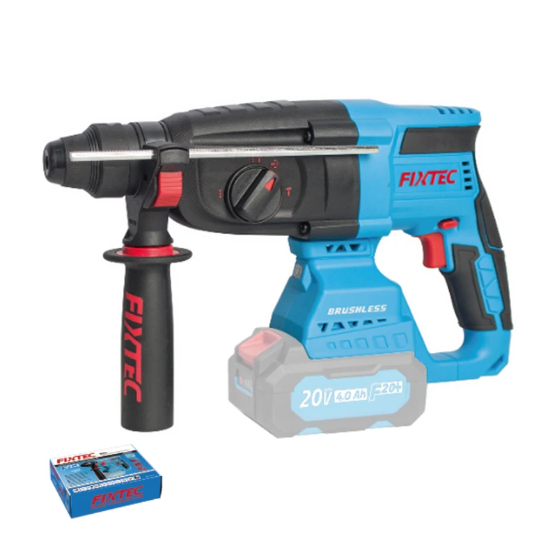 FIXTEC 20V Brushless Electric Hammer Drill 4 Functions 26mm SDS Plus Rotary Hammer Drill Machine