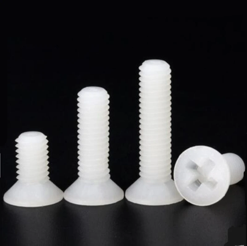 Black white Nylon Insulated Cross Phillips flat countersunk Head Bolt Plastic Machine Screw M2 M2.5 M3 M4 M5 M6 M8 M10