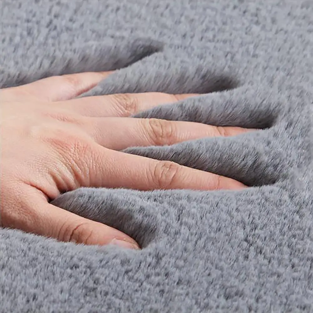 Home Decor Luxury Soft Couch Seat Cushion Fake Fur rugs for Living room anti slip Grey Faux Hairy carpet rabbit fur rug